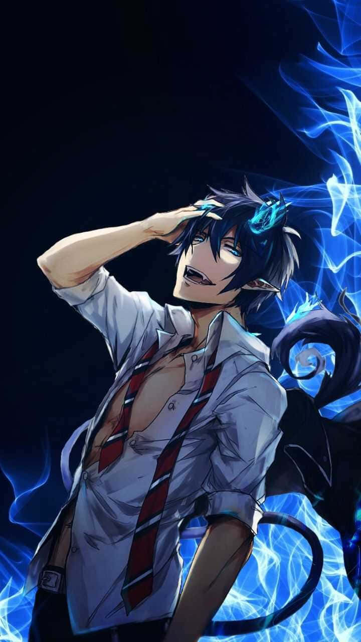 Rin Okumura In Battle Stance - Blue Exorcist Anime Background