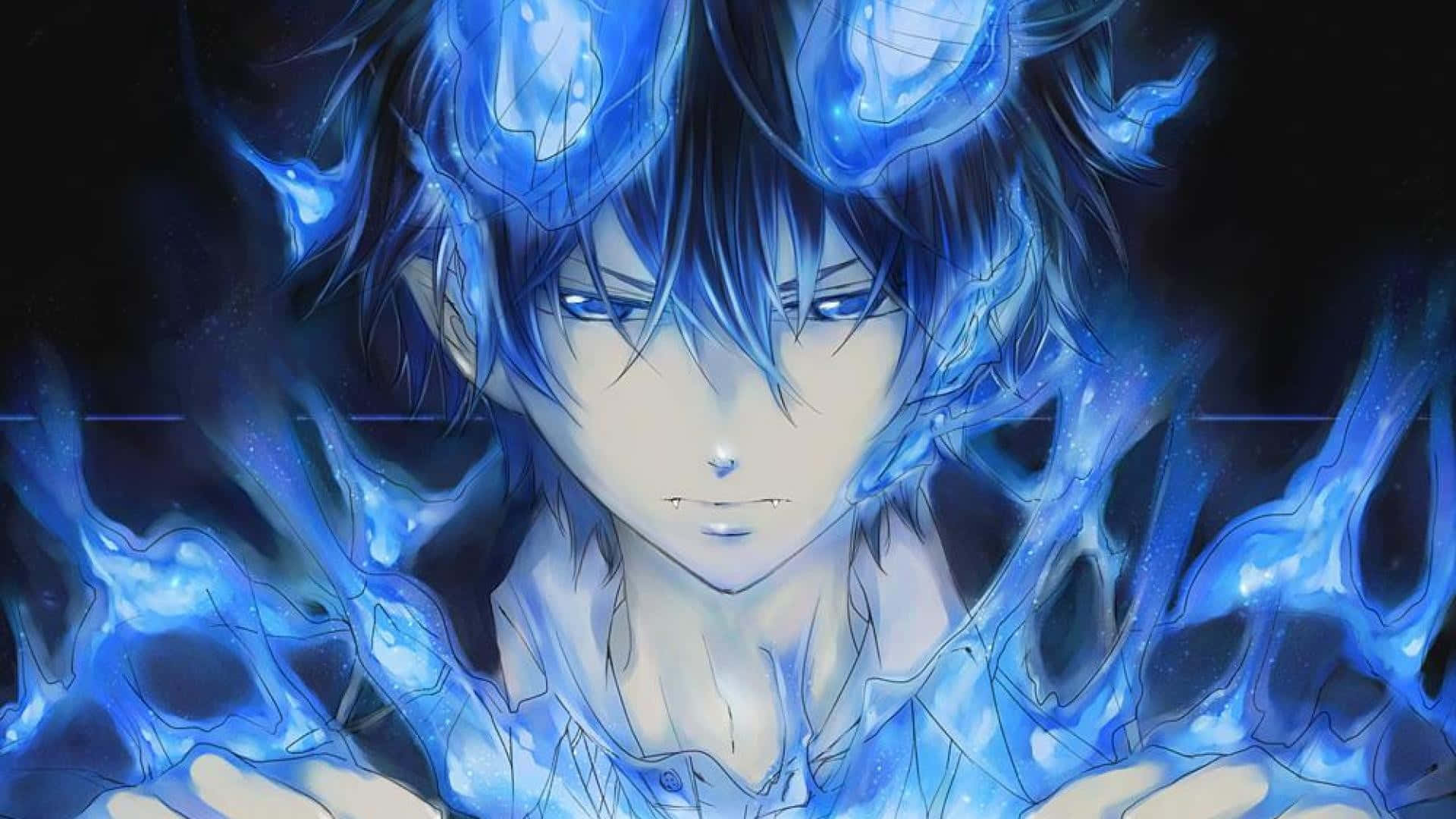 Rin Okumura In Flames - A Powerful Display Of Demon Power