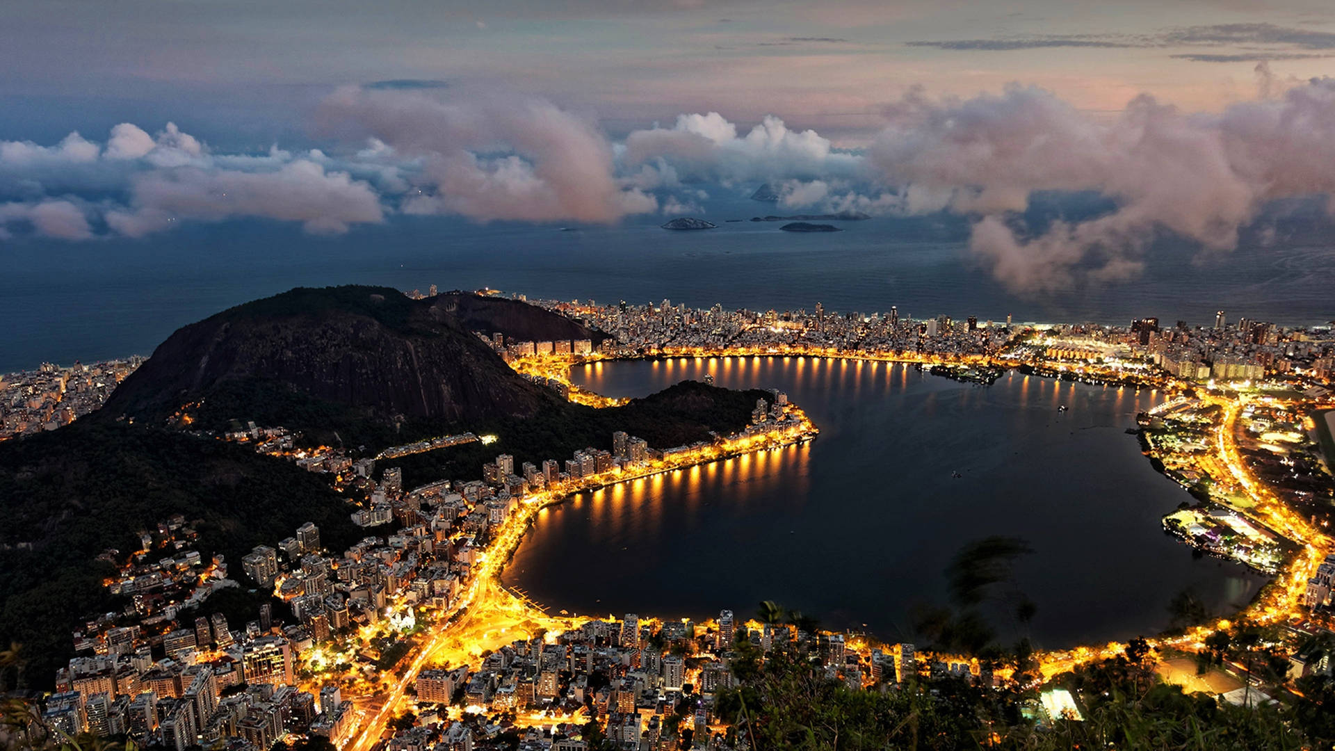 Rio De Janeiro City Lights Background