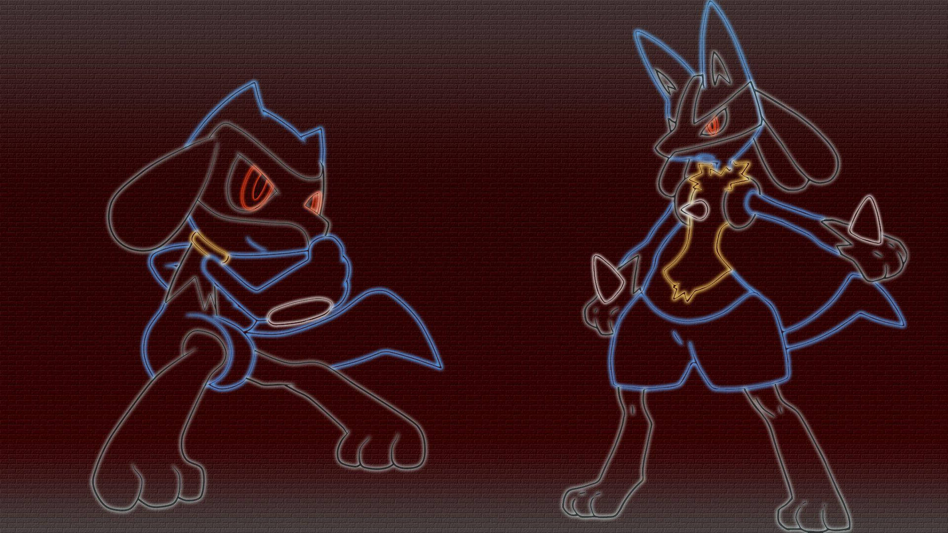 Riolu And Lucario Outlines Background