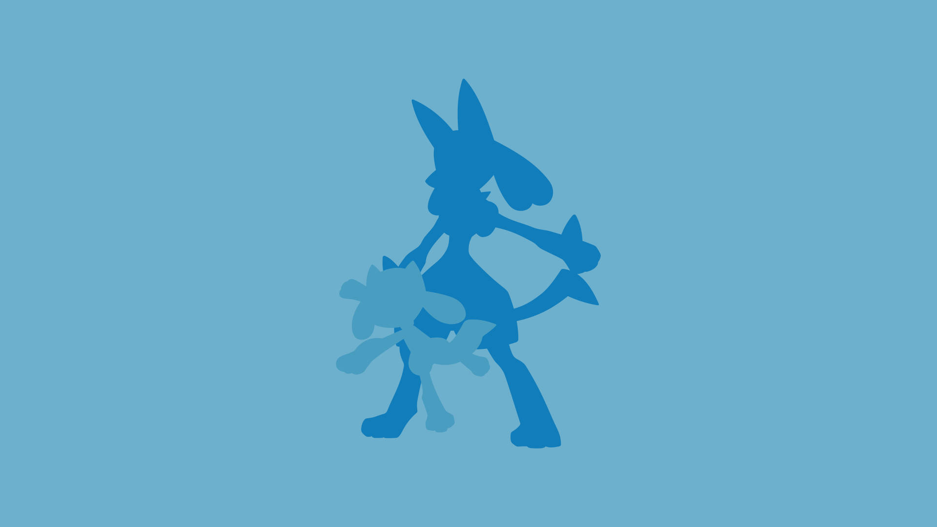 Riolu And Lucario Silhouettes Background