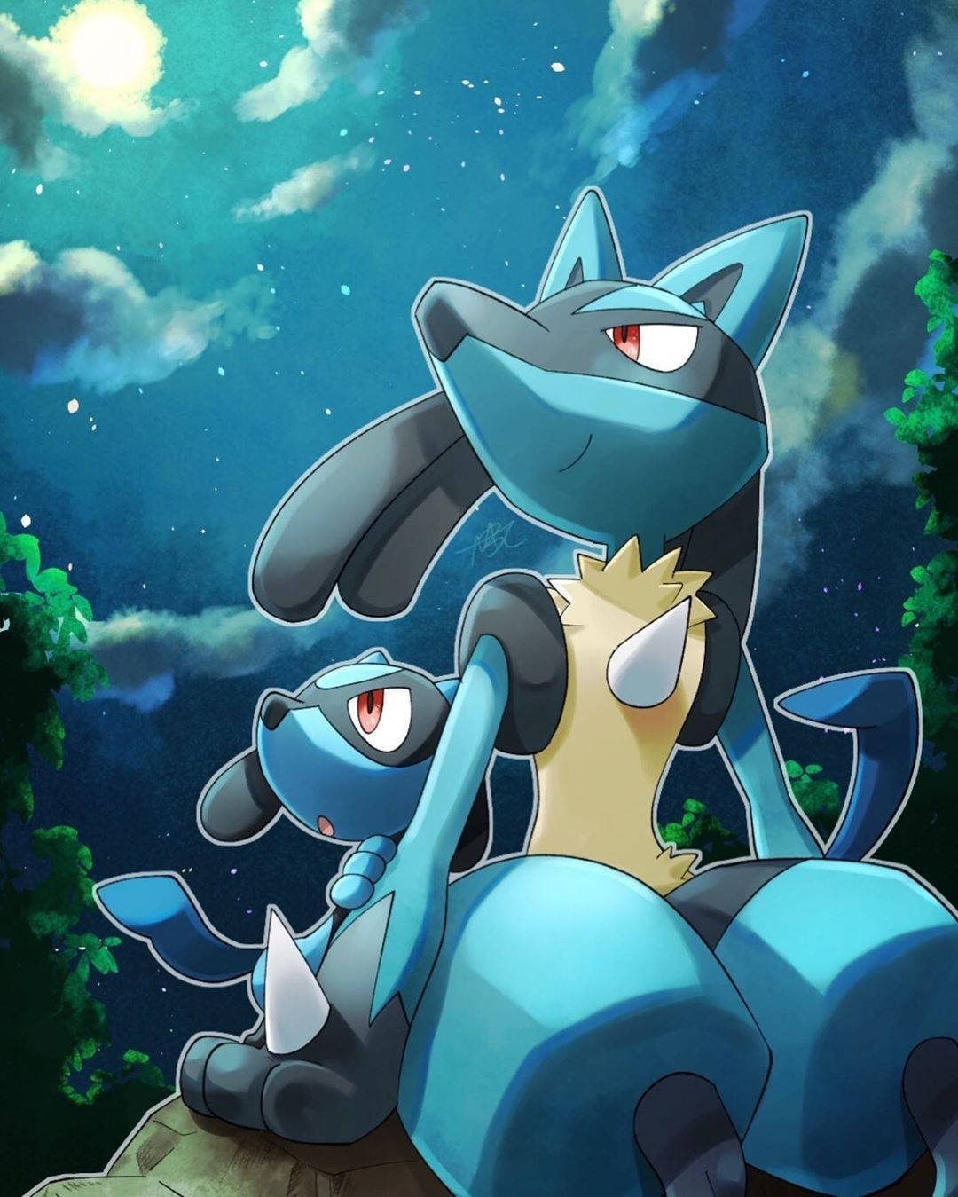 Riolu And Lucario Stargazing