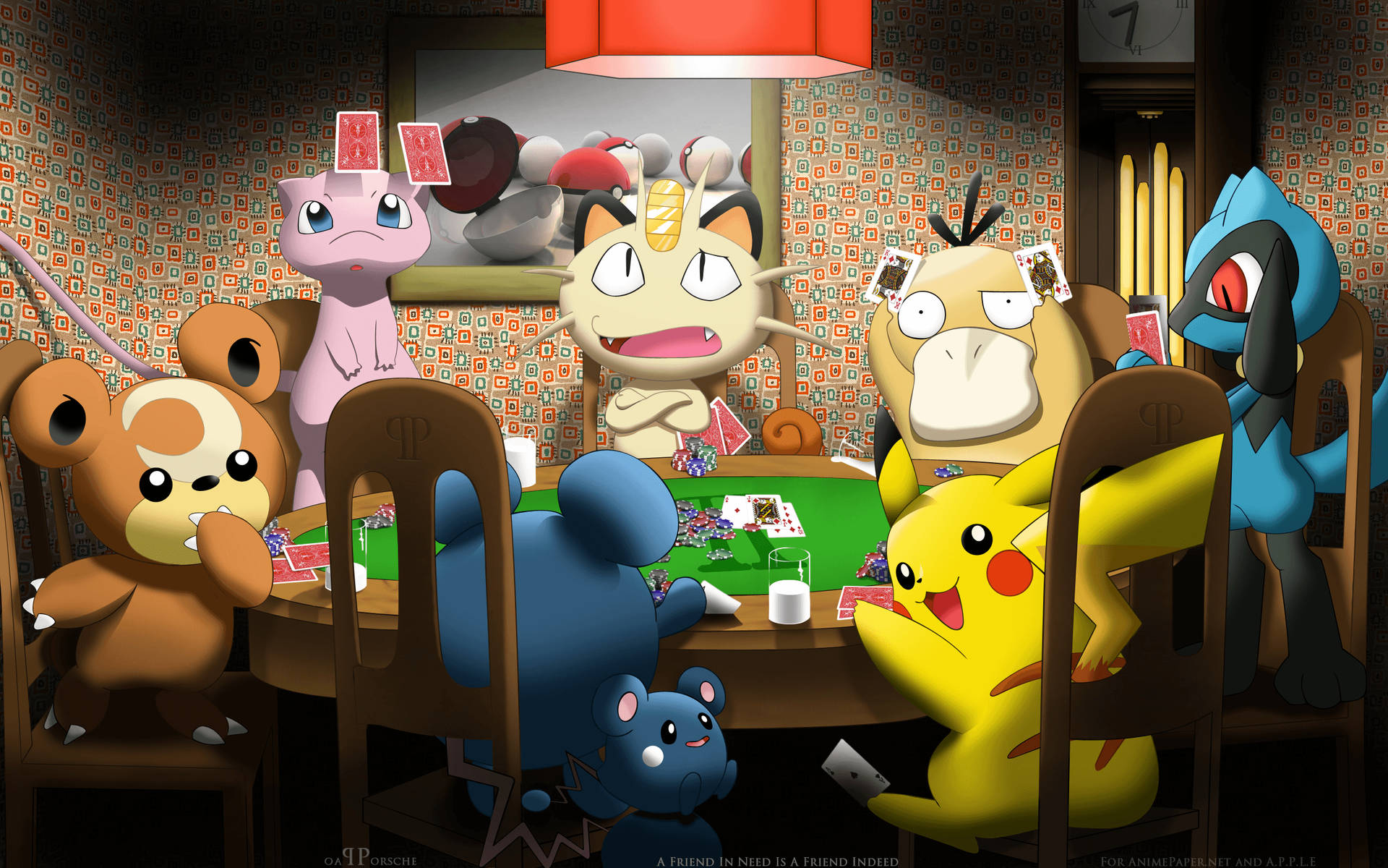 Riolu At Poker Table Background