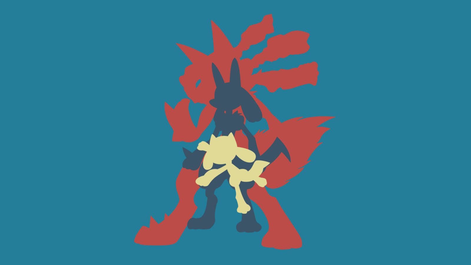 Riolu Evolution Line Silhouettes Background