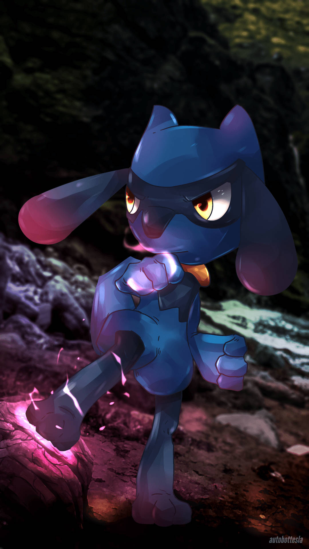 Riolu In Dark Cave Background