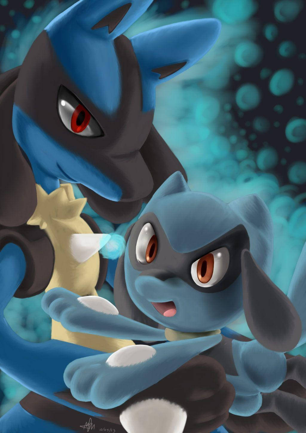 Riolu With Big Brother Lucario