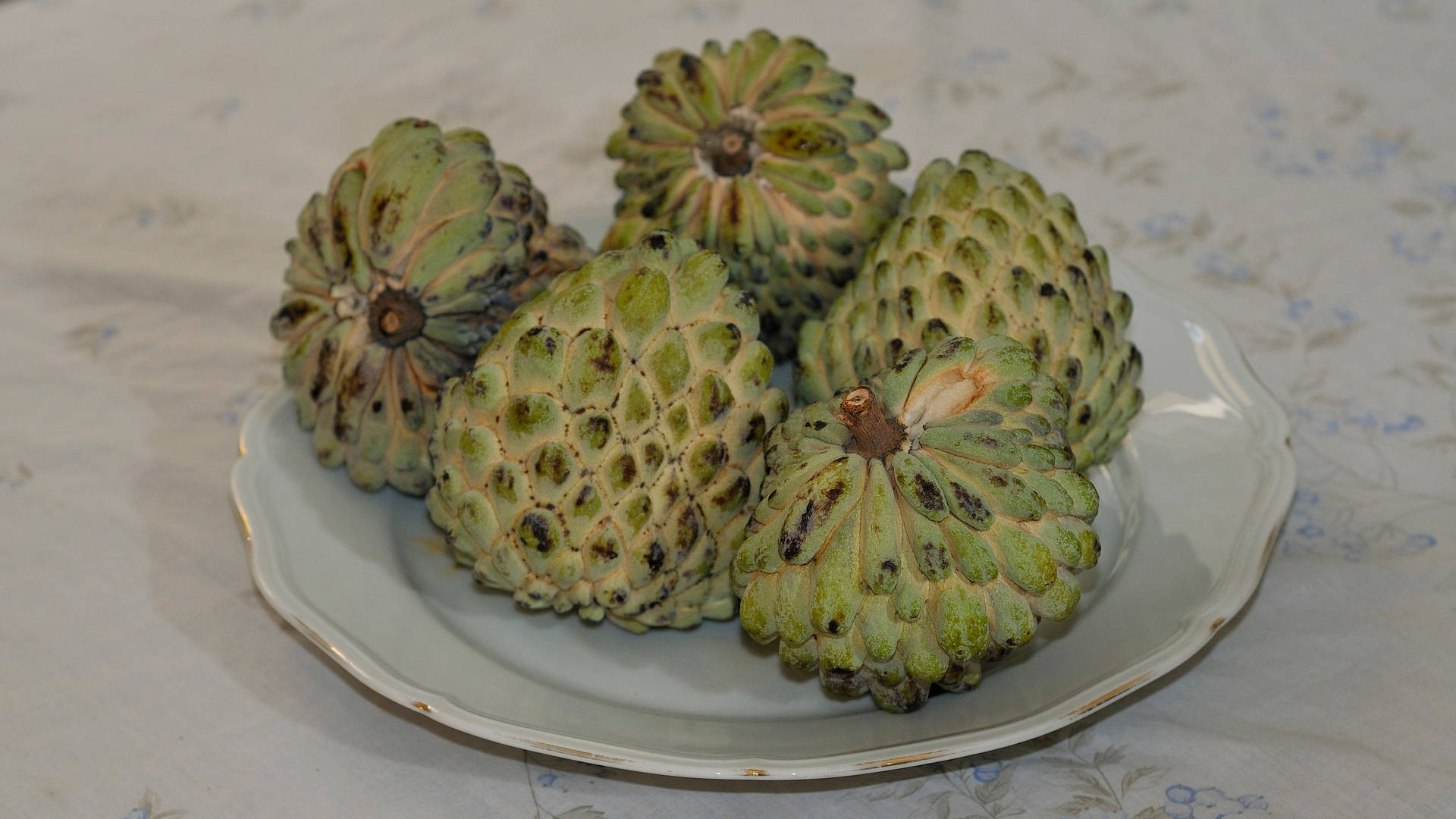 Ripe Cherimoya Plant On Plate