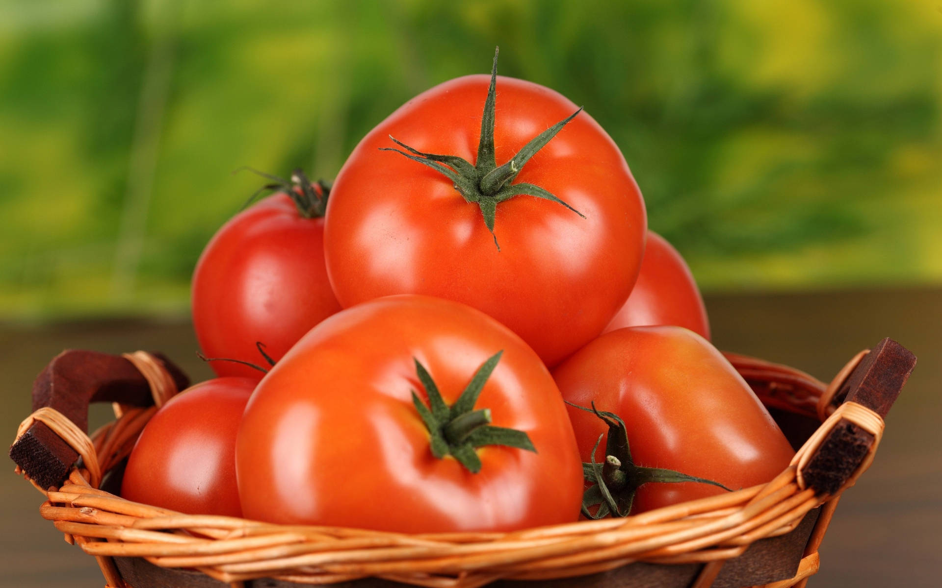 Ripe Tomato Fruits On Basket Background