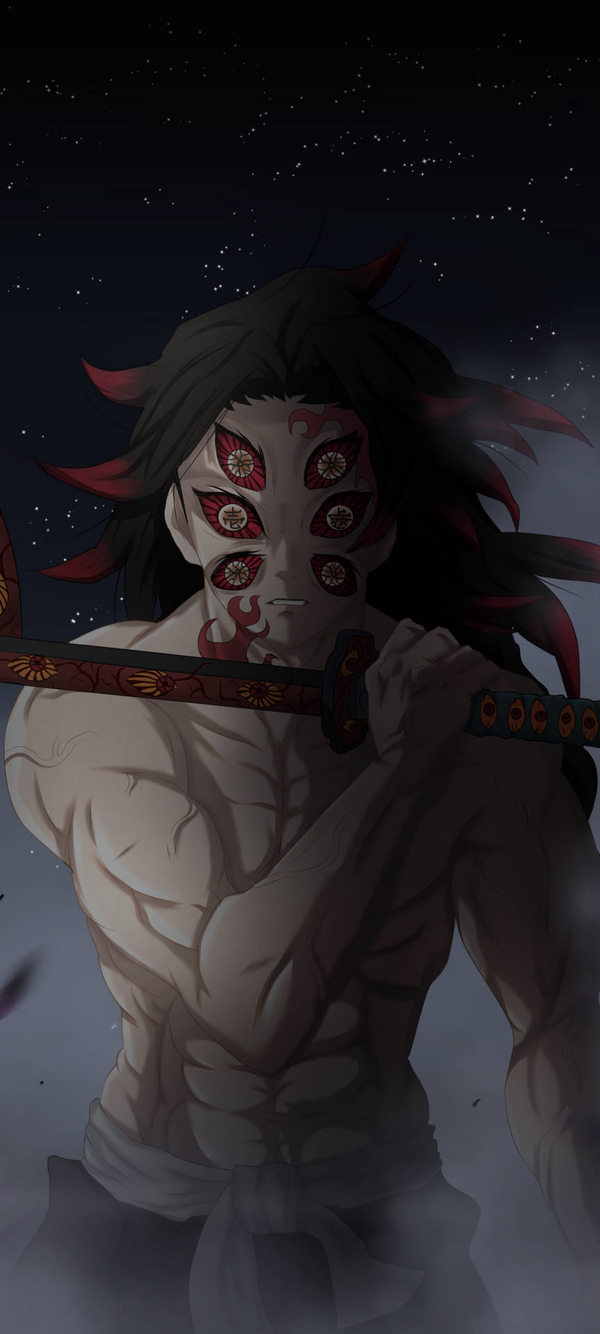 Ripped Demon Slayer Kokushibo Background