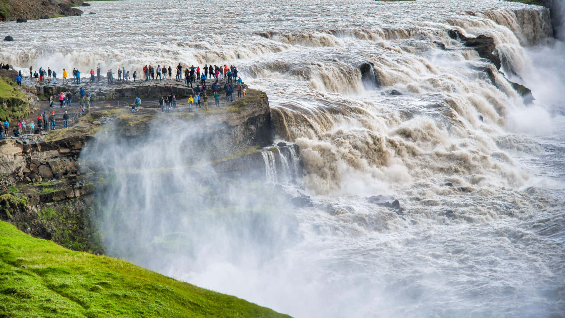 Rippling Gullfoss Waterfall In Southwest Iceland