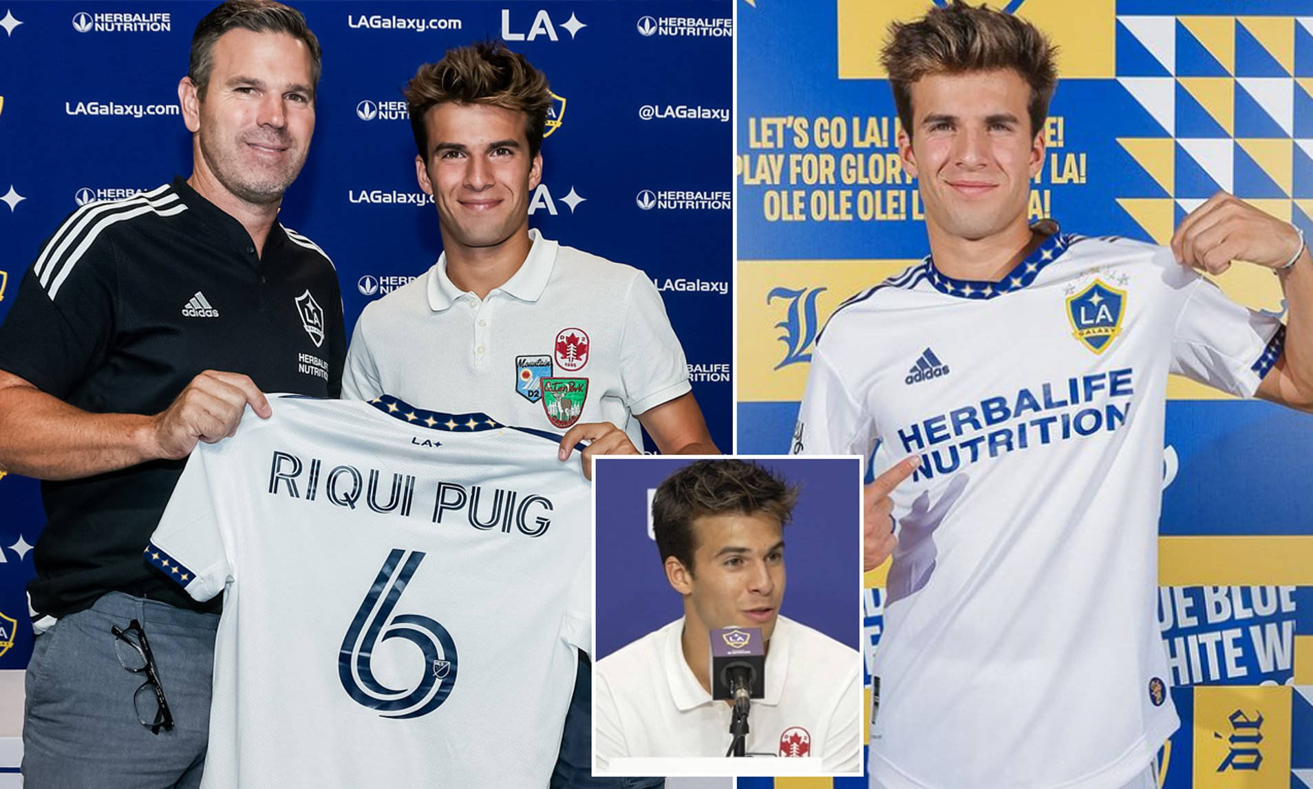 Riqui Puig Signs With La Galaxy Coach Greg Vanney Background