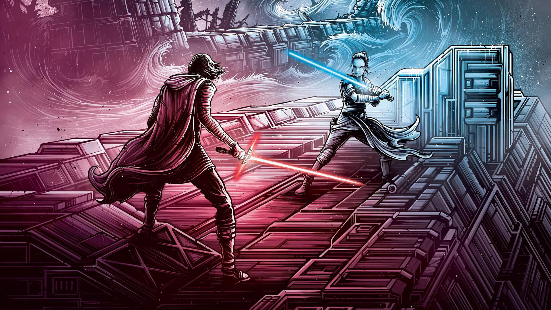 Rise Of Skywalker Kylo Rey Fanart Background
