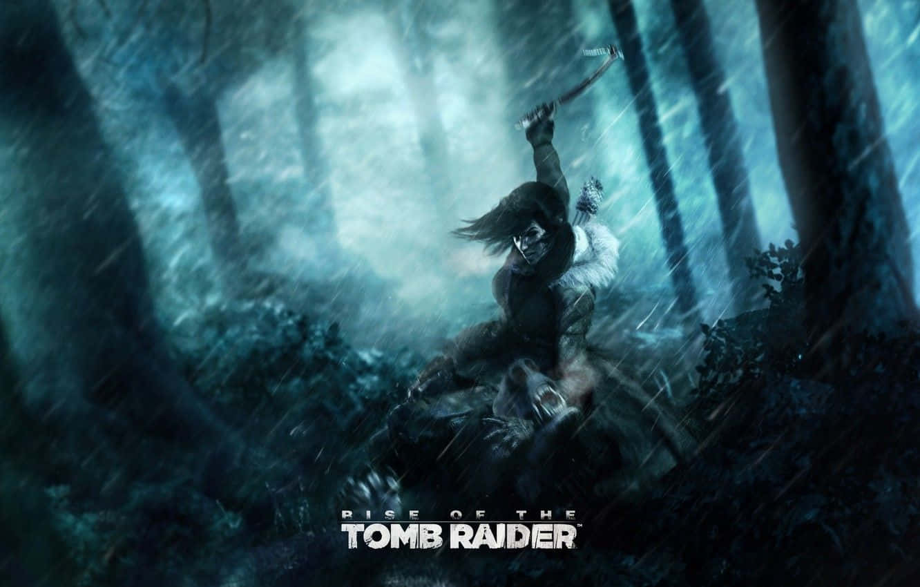 Rise Of Tomb Raider Lara Killing Monster Background