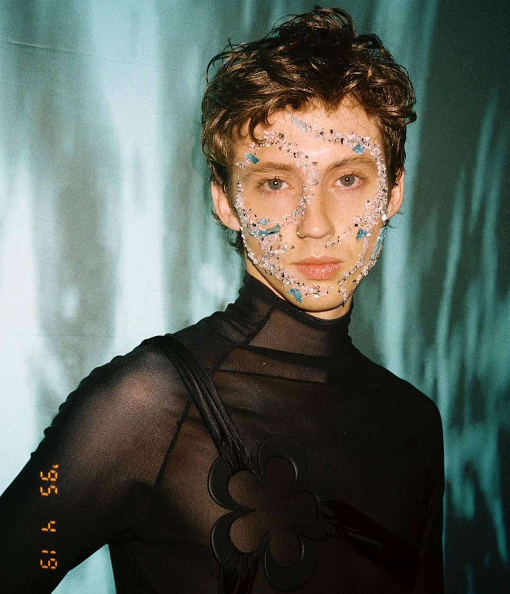 Rising Pop Star Troye Sivan's Radiant Crystal Face Art