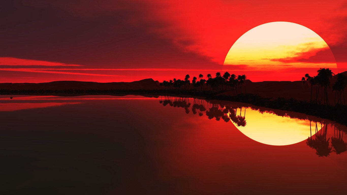 Rising Sun With Blood Red Skies Background