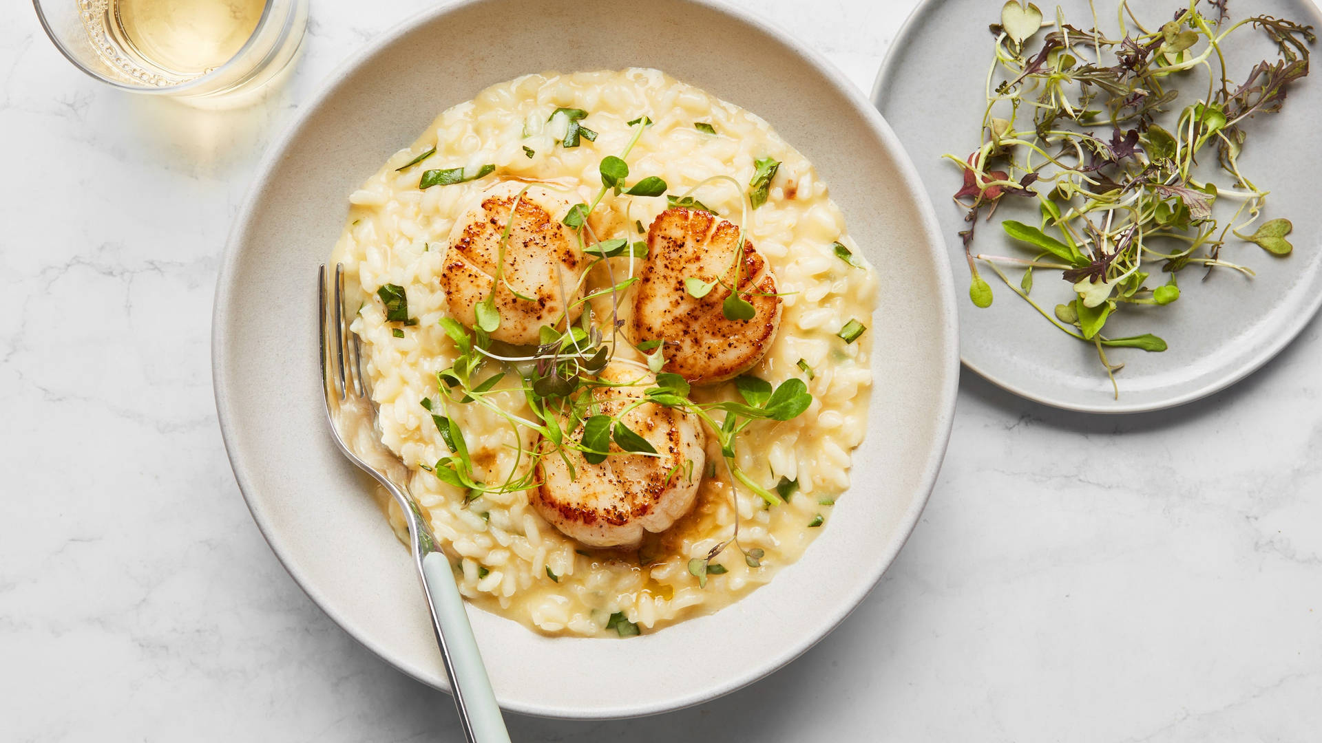 Risotto Scallops White Background