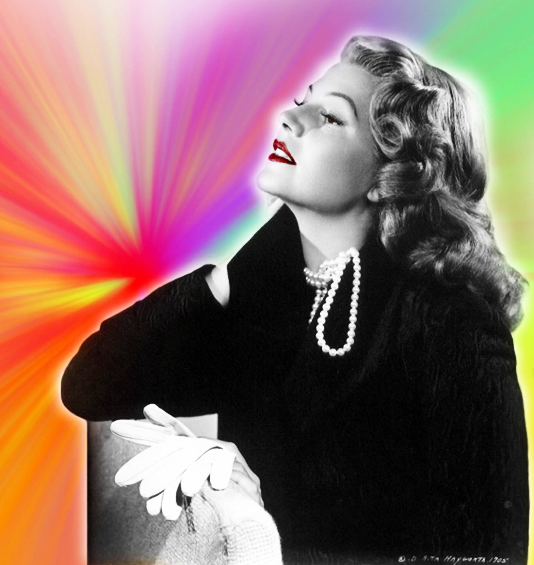 Rita Hayworth Rainbow Burst Background