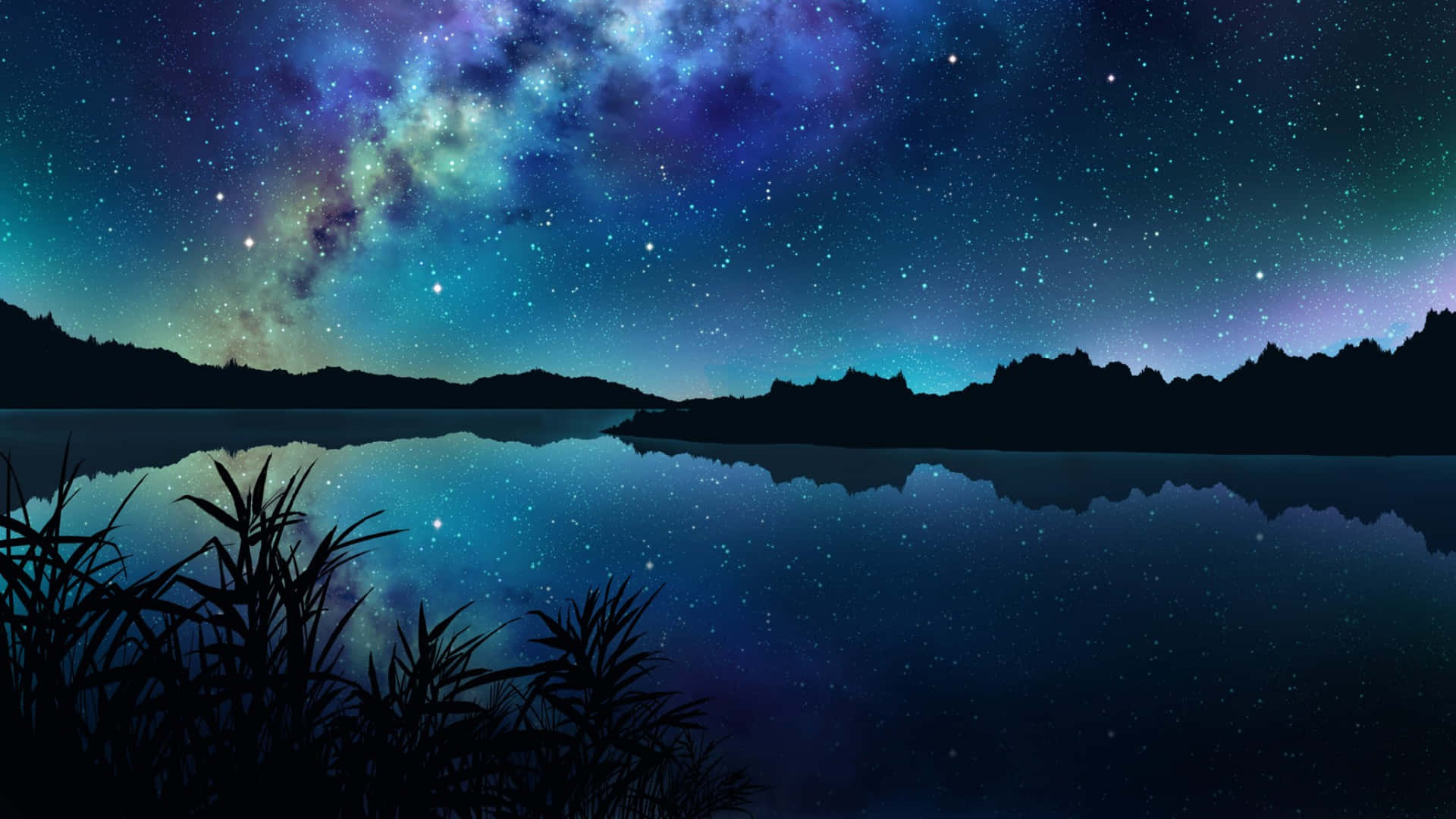 River Aurora Night Sky Nature Photography Background