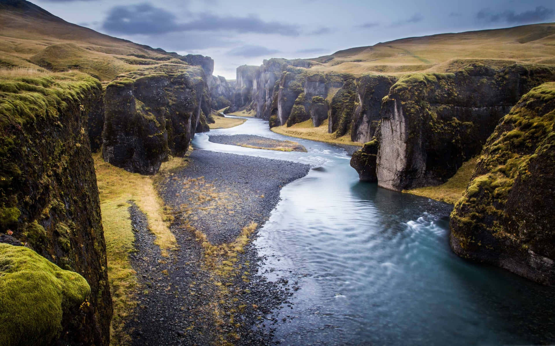 River In Iceland Canyon Desktop Background