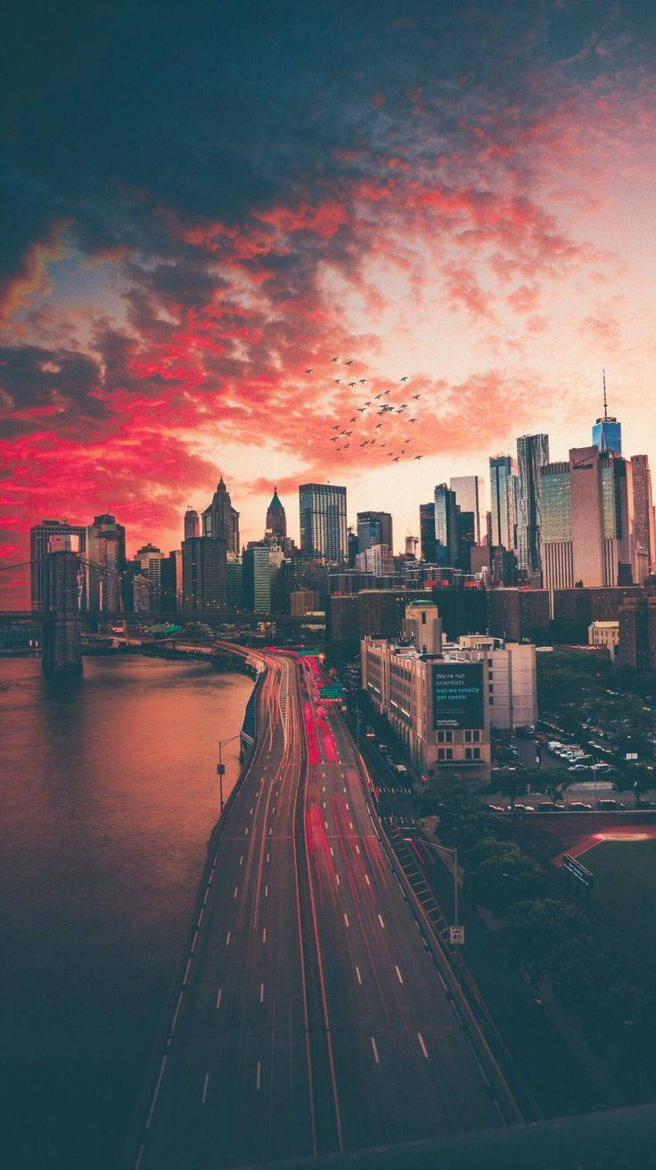 River In New York Aesthetic Backdrop Background