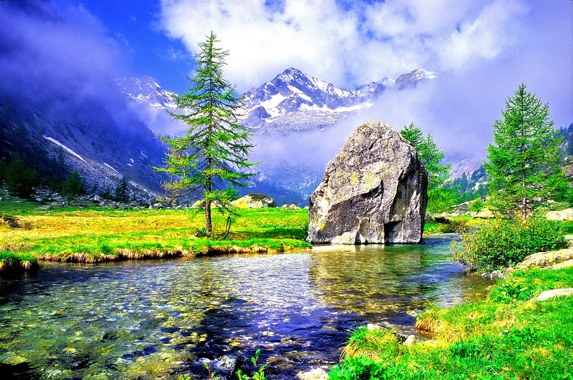 River Mountain Most Beautiful Nature Background