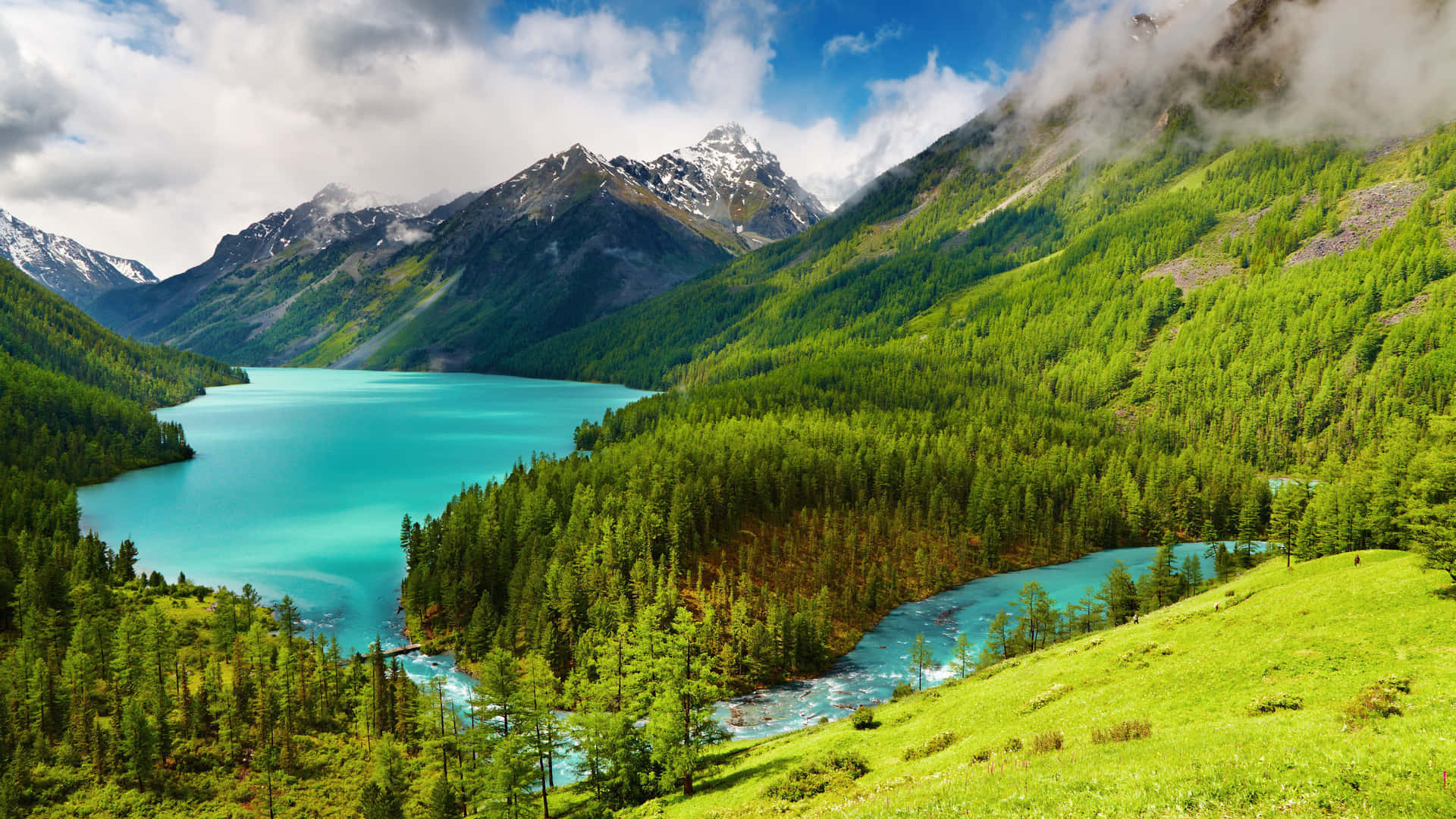 River Mountains Far View Photography Background