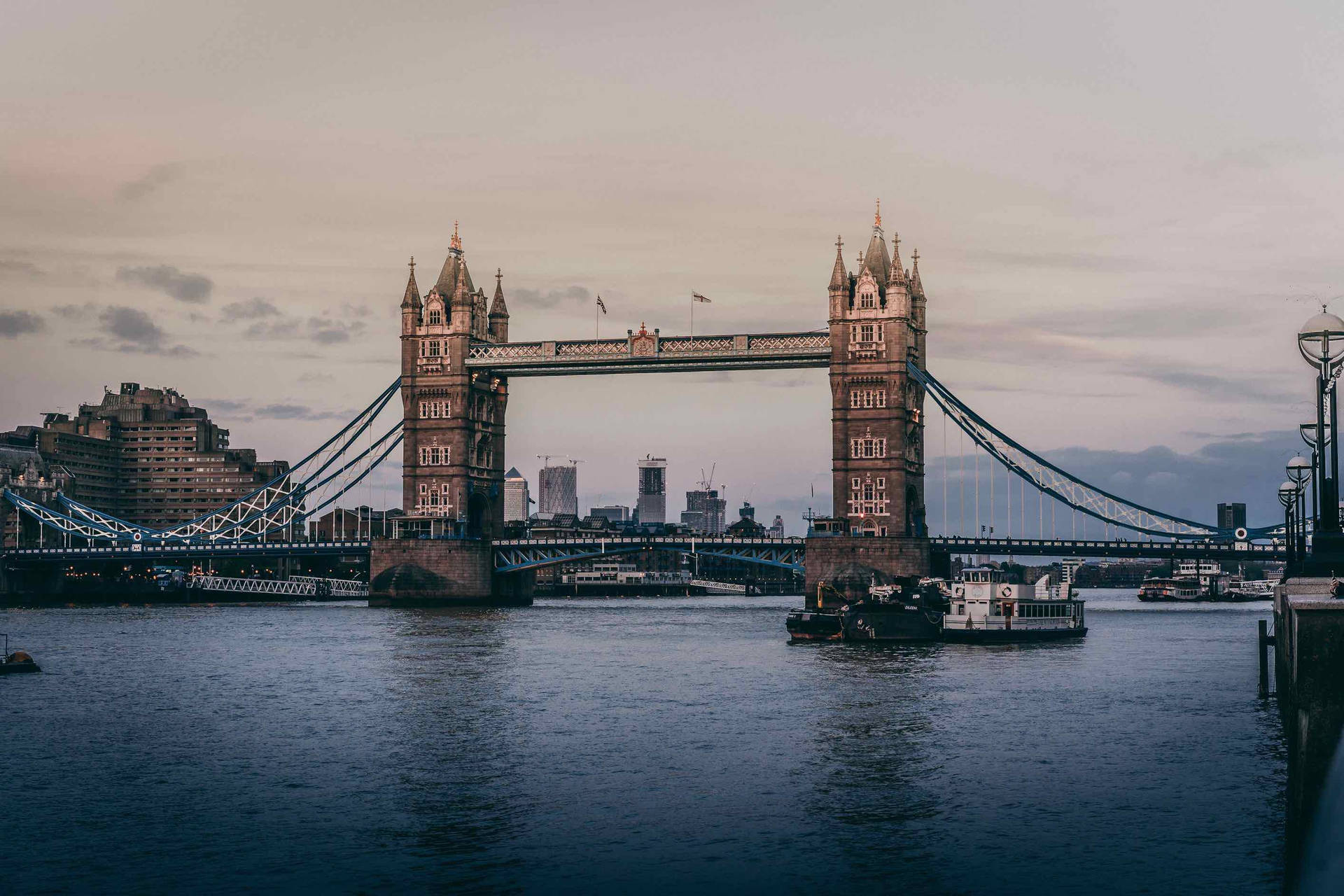 River Under Tower Bridge In London Background