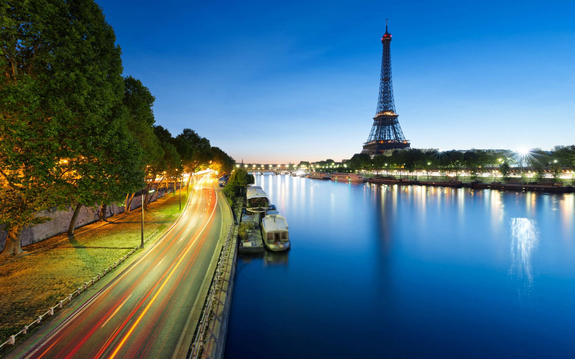 River View With Eiffel Tower Background