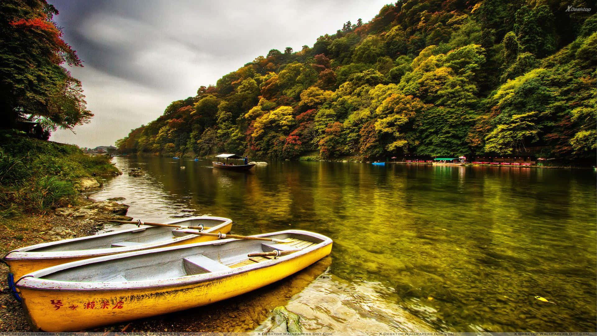 River Yellow Boat Nature Photography