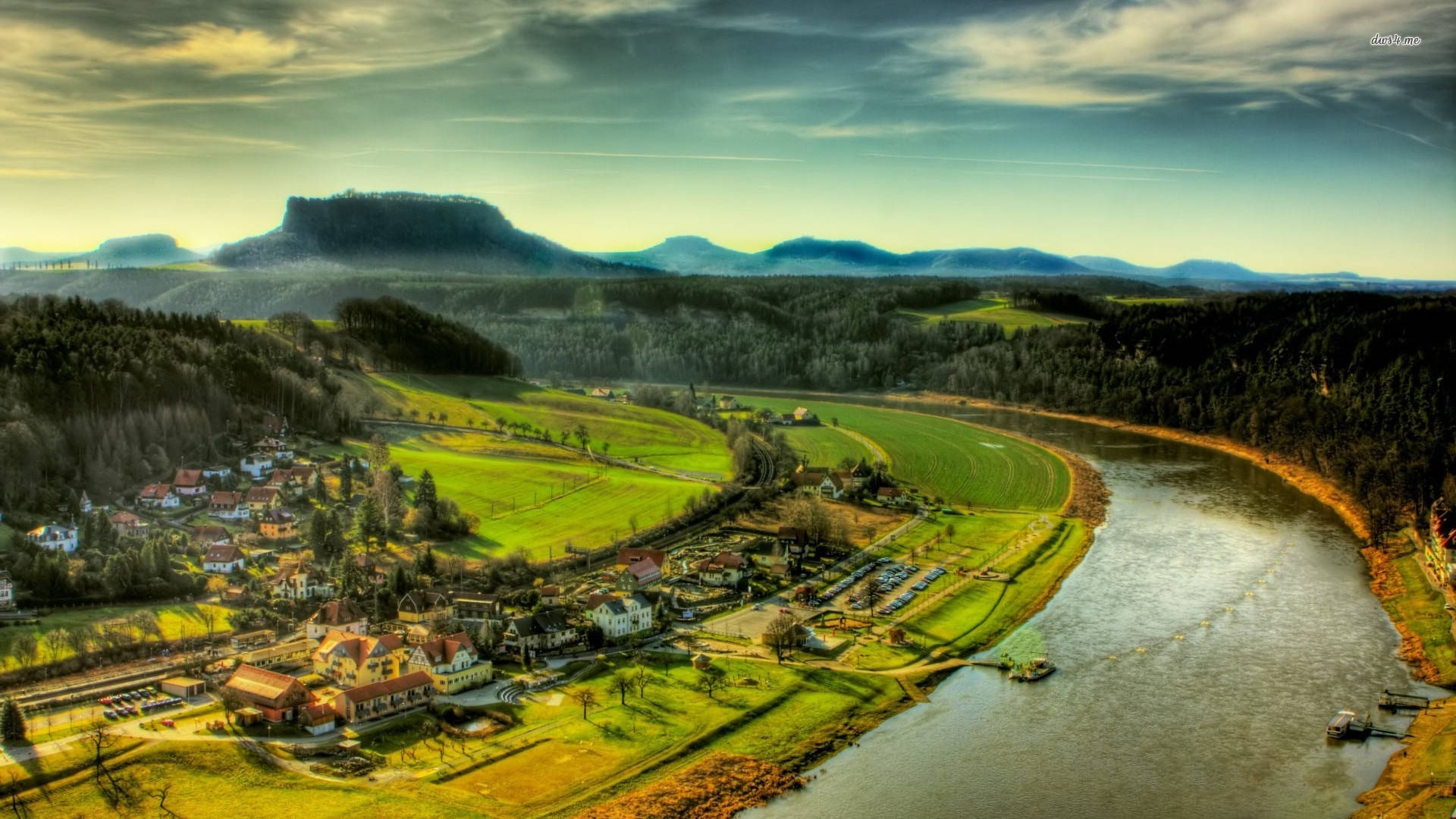 Riverside Village Awesome Hdr Photo Background