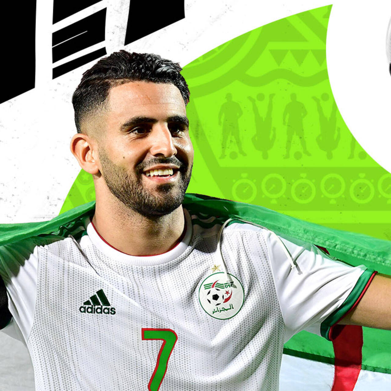 Riyad Mahrez Algeria Green Aesthetic Background