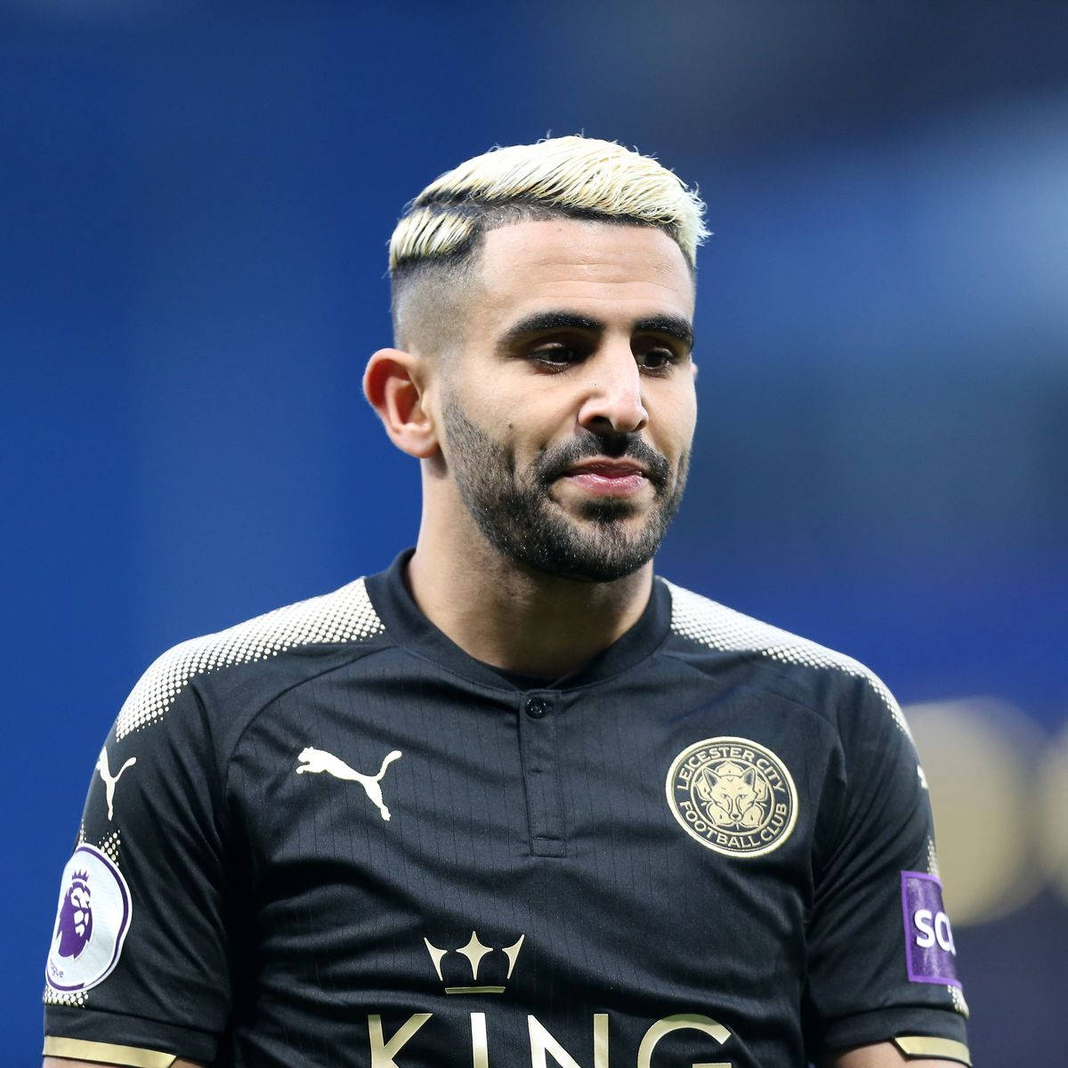 Riyad Mahrez Black Leicester Shirt Background