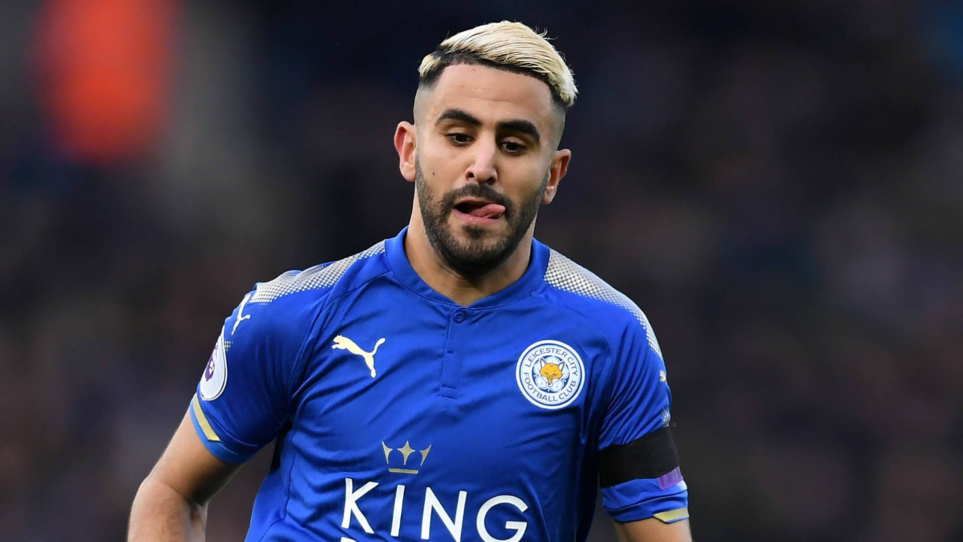 Riyad Mahrez Leicester Tongue Out Background