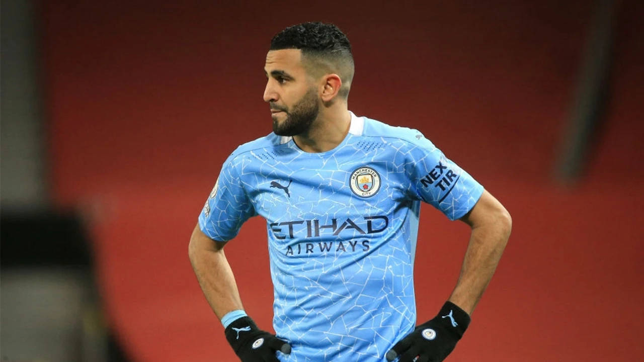 Riyad Mahrez Orange Backdrop Background