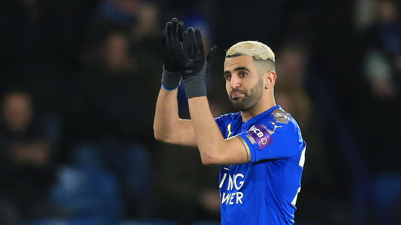 Riyad Mahrez With Black Gloves Applauding