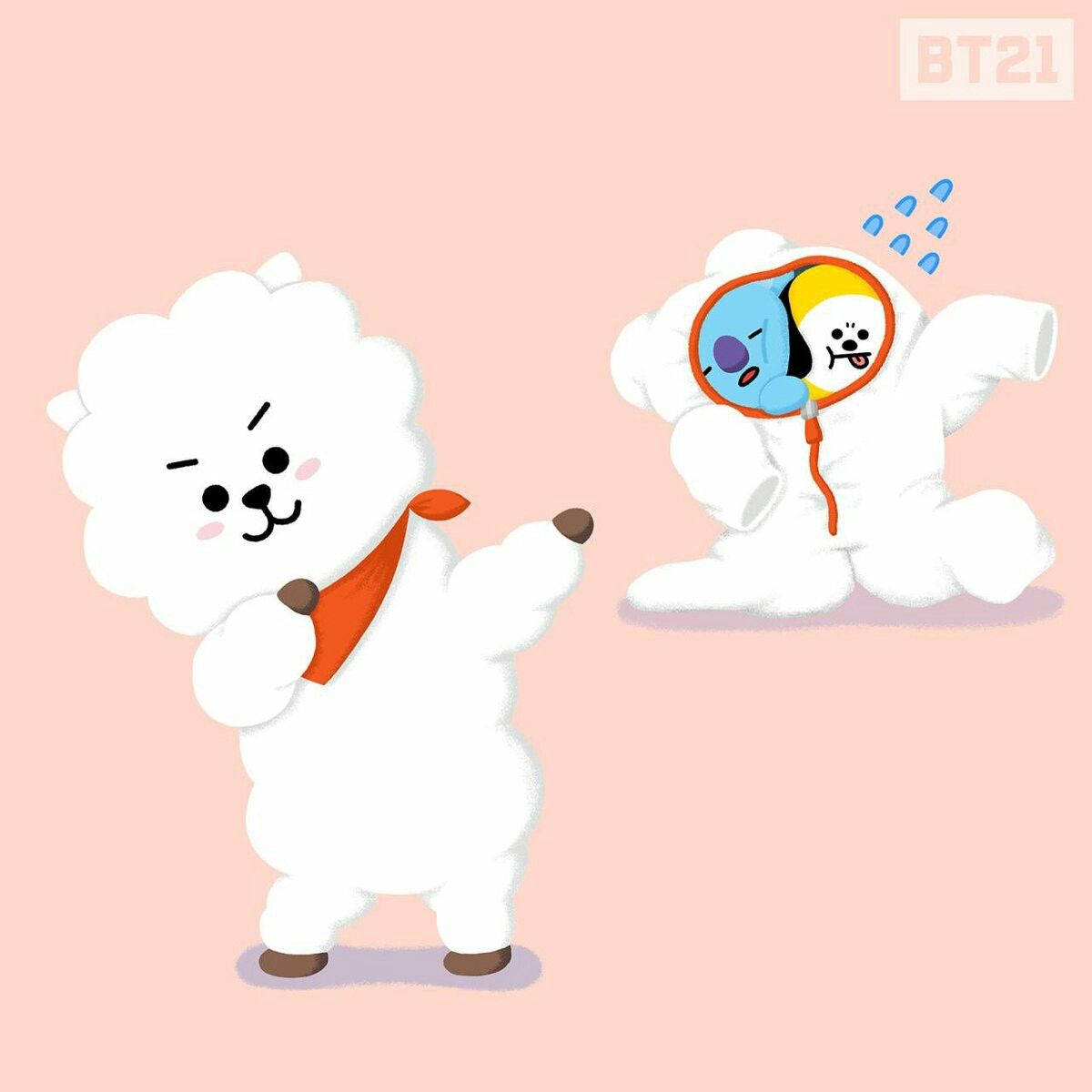 Rj Bt21 With Chimmy And Koya Background