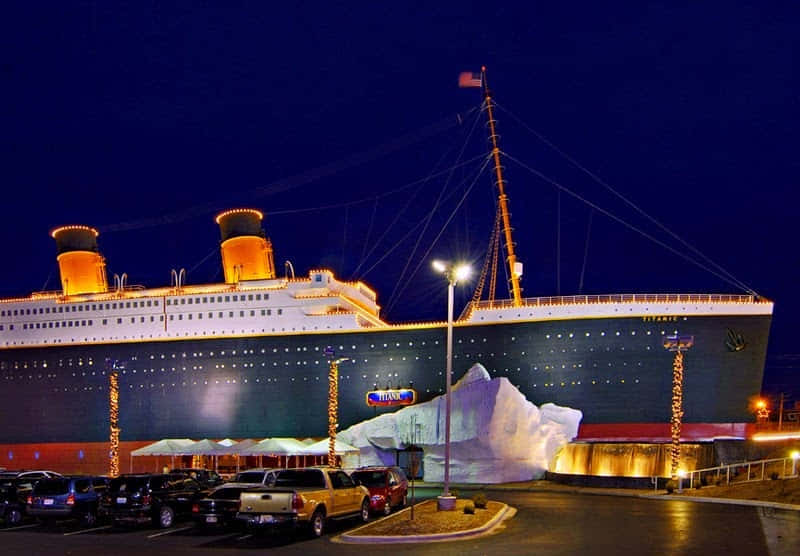 Rms Titanic Museum Under Blue Night Sky