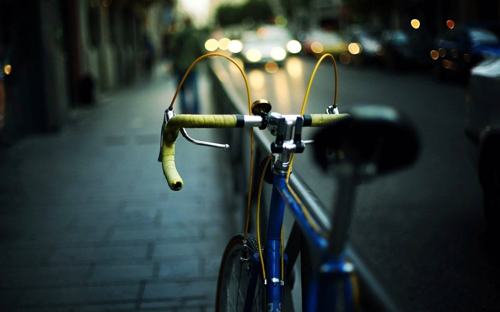 Road Bike In Street Sidewalk Background