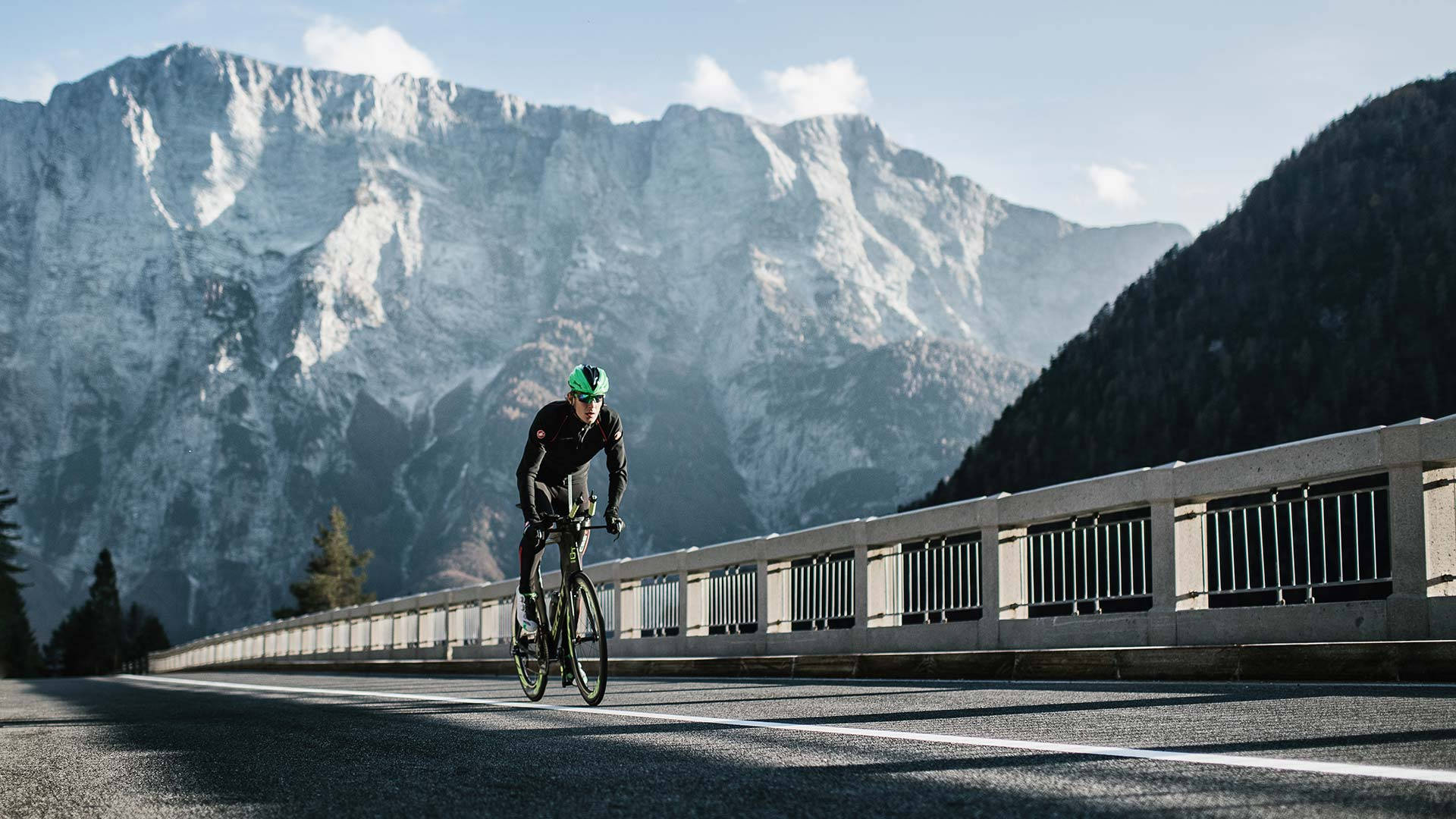 Road Bike Ride Ice Mountain Background