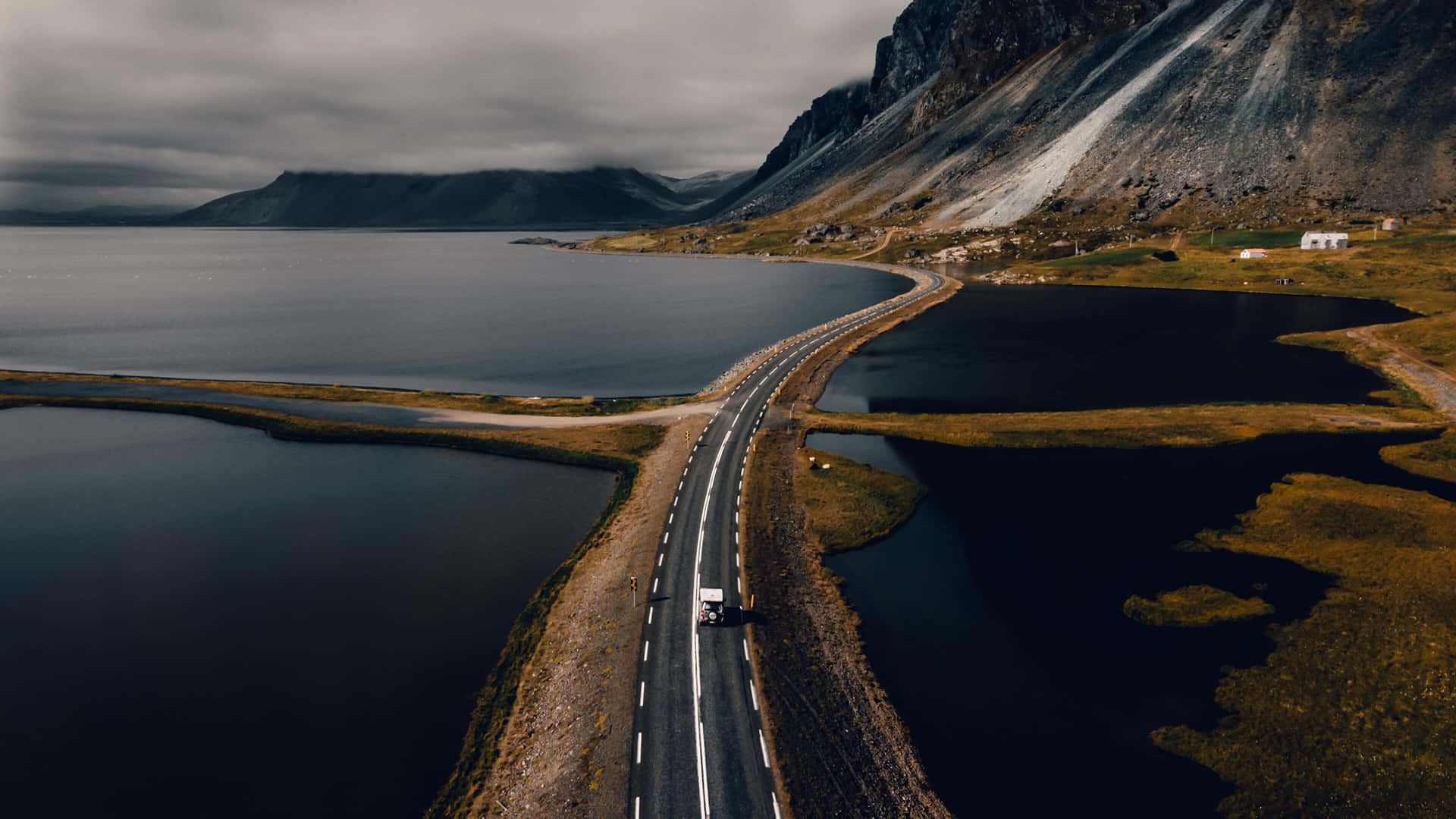 Road With Mountain In Iceland Desktop