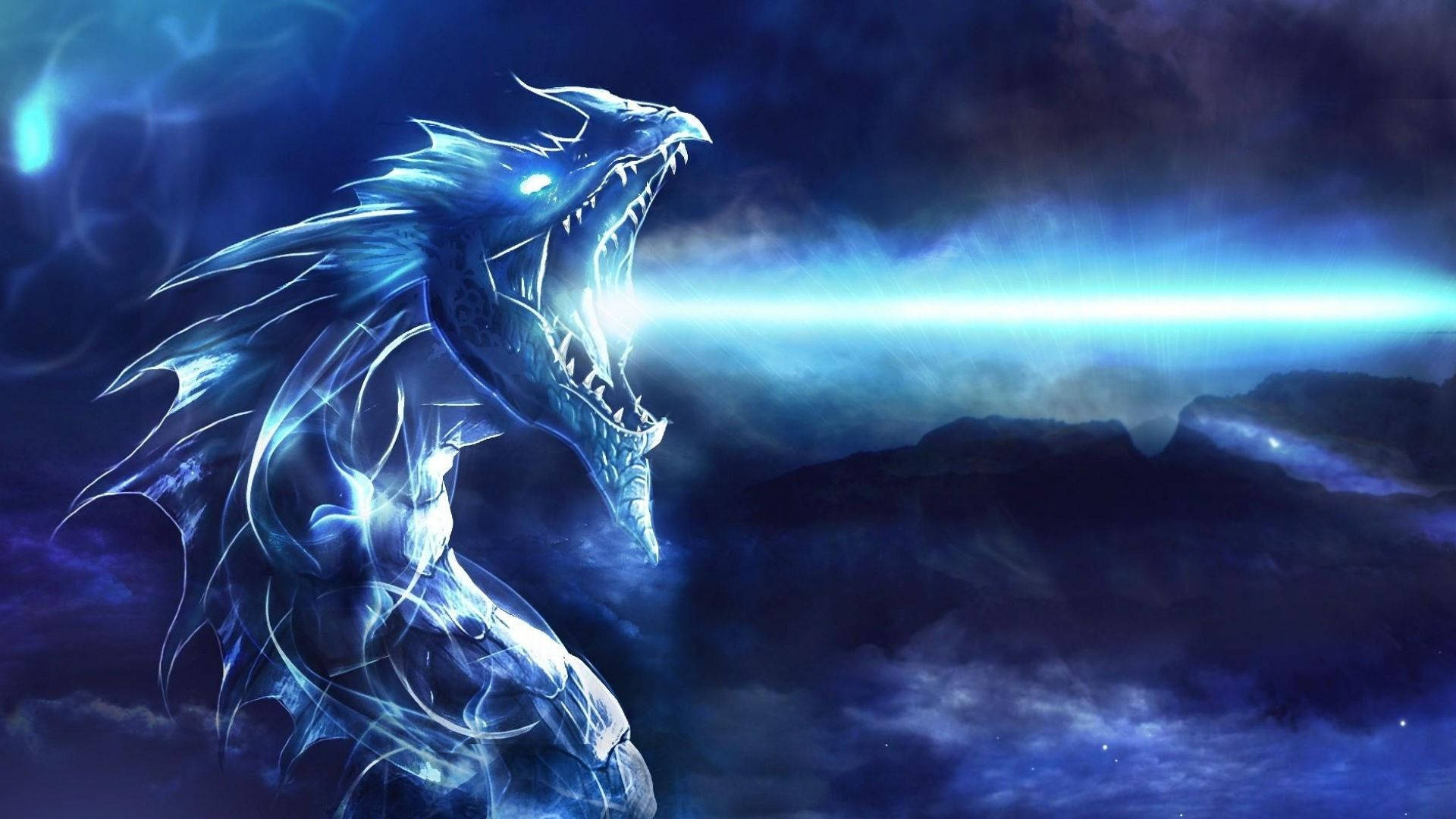 Roaring Blue Ice Dragon Background