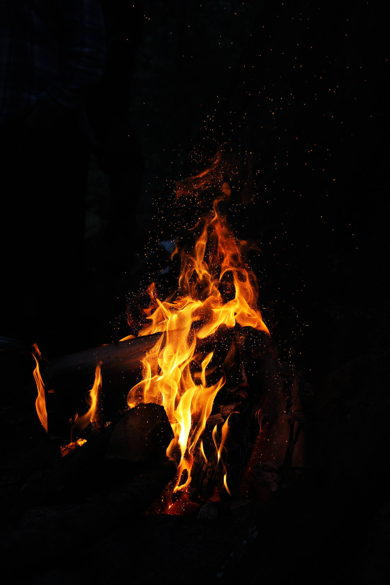 Roaring Bonfire In The Night Background