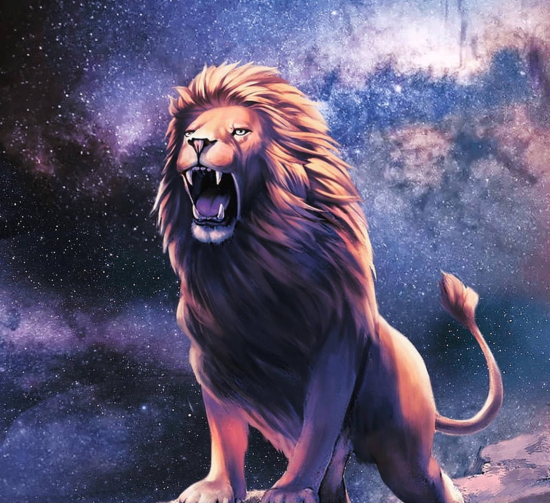 Roaring Galaxy Lion Background