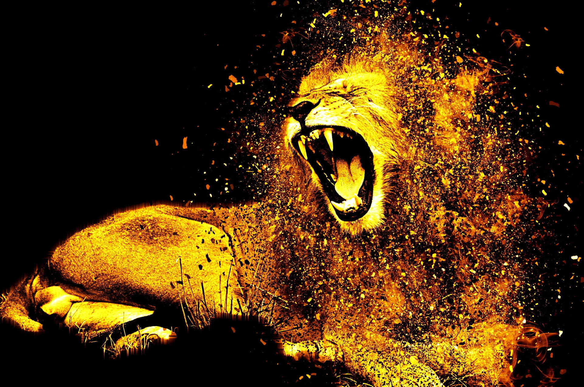 Roaring Golden Tiger Background