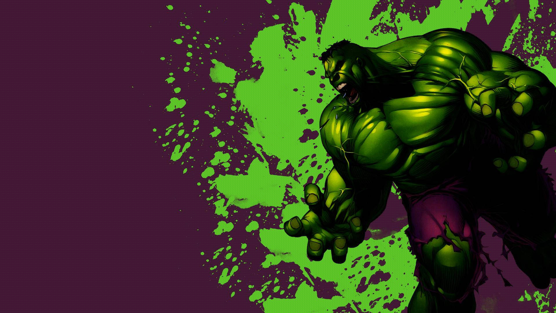 Roaring Hulk On Purple Background Background