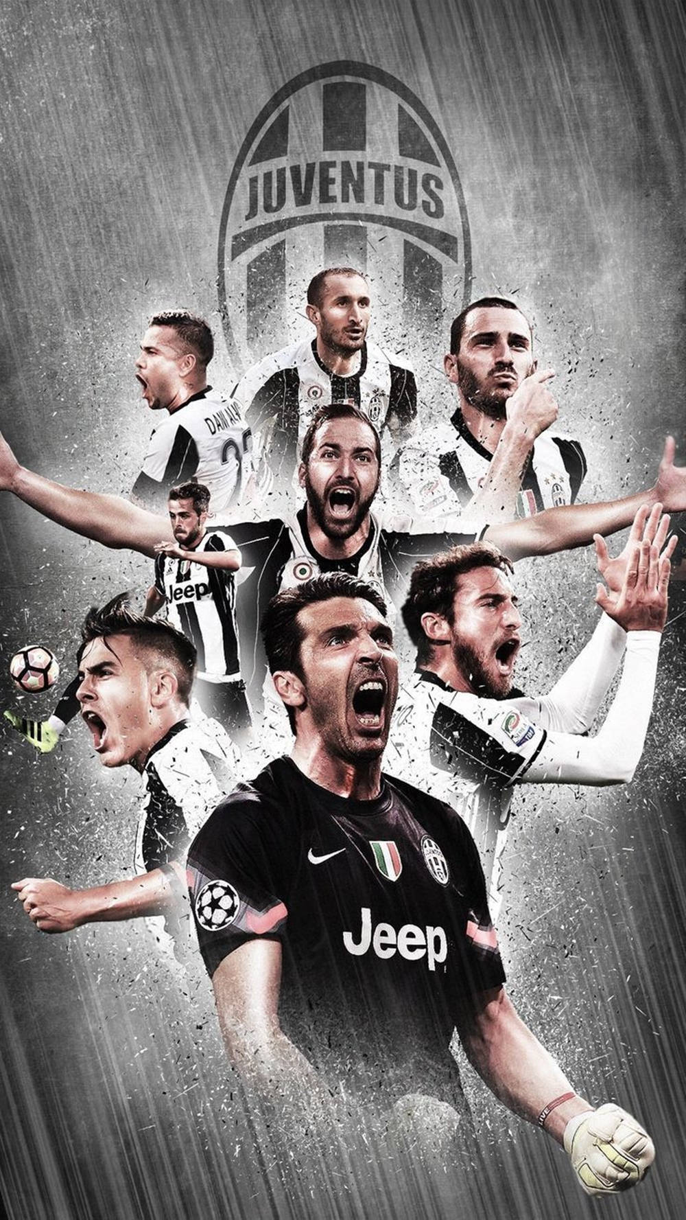 Roaring Juventus Football Players Illustration Background