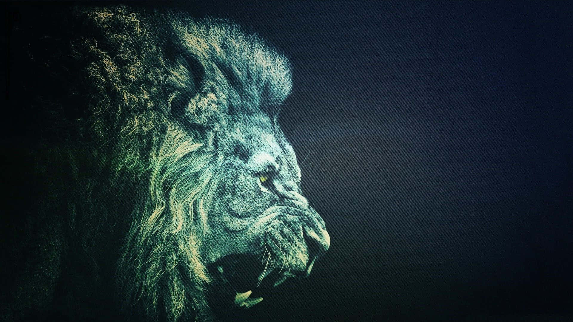 Roaring Lion With Scrunched Up Face Background