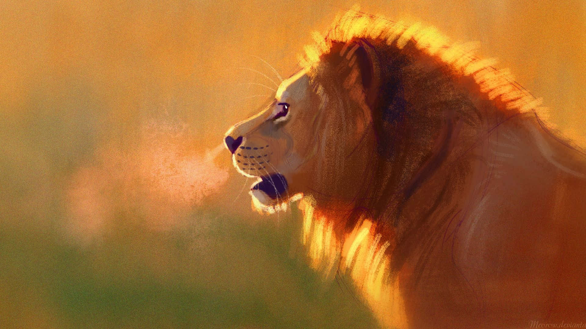 Roaring Lion With Smoke Background