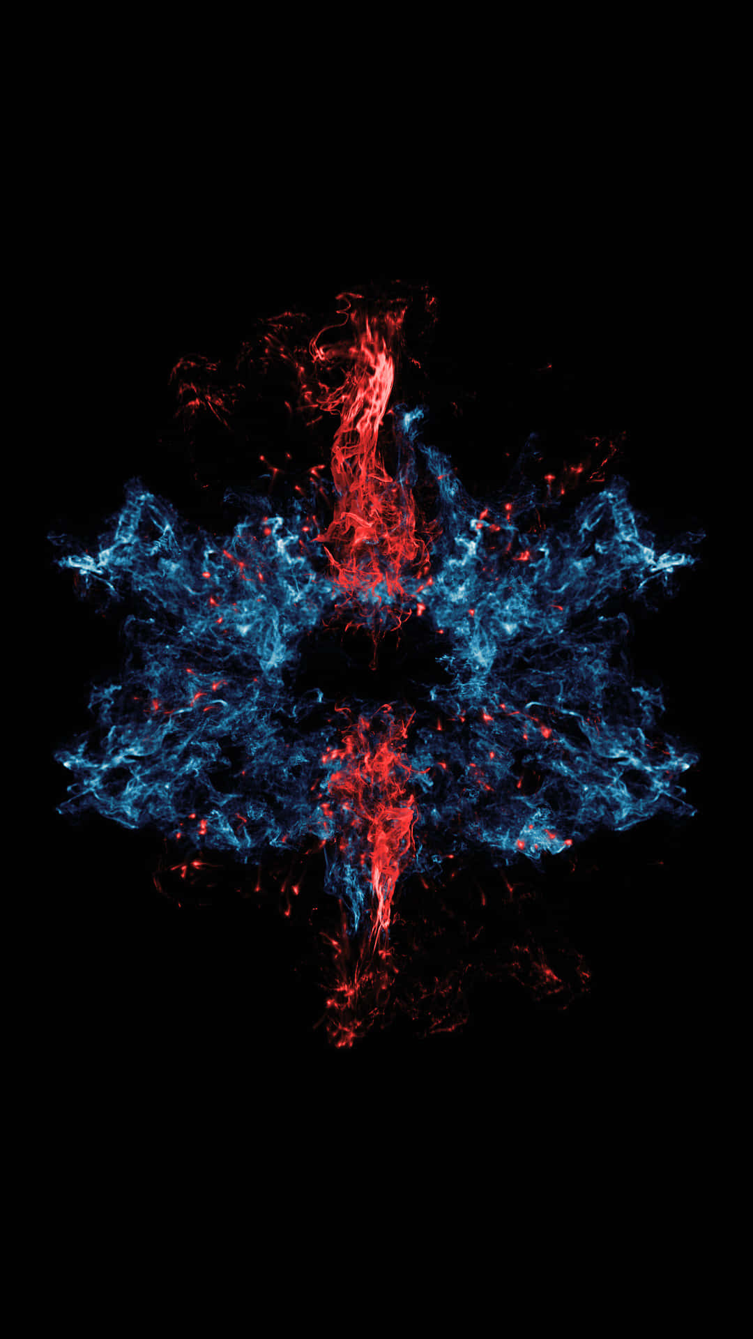 Roaring Red And Blue Fire