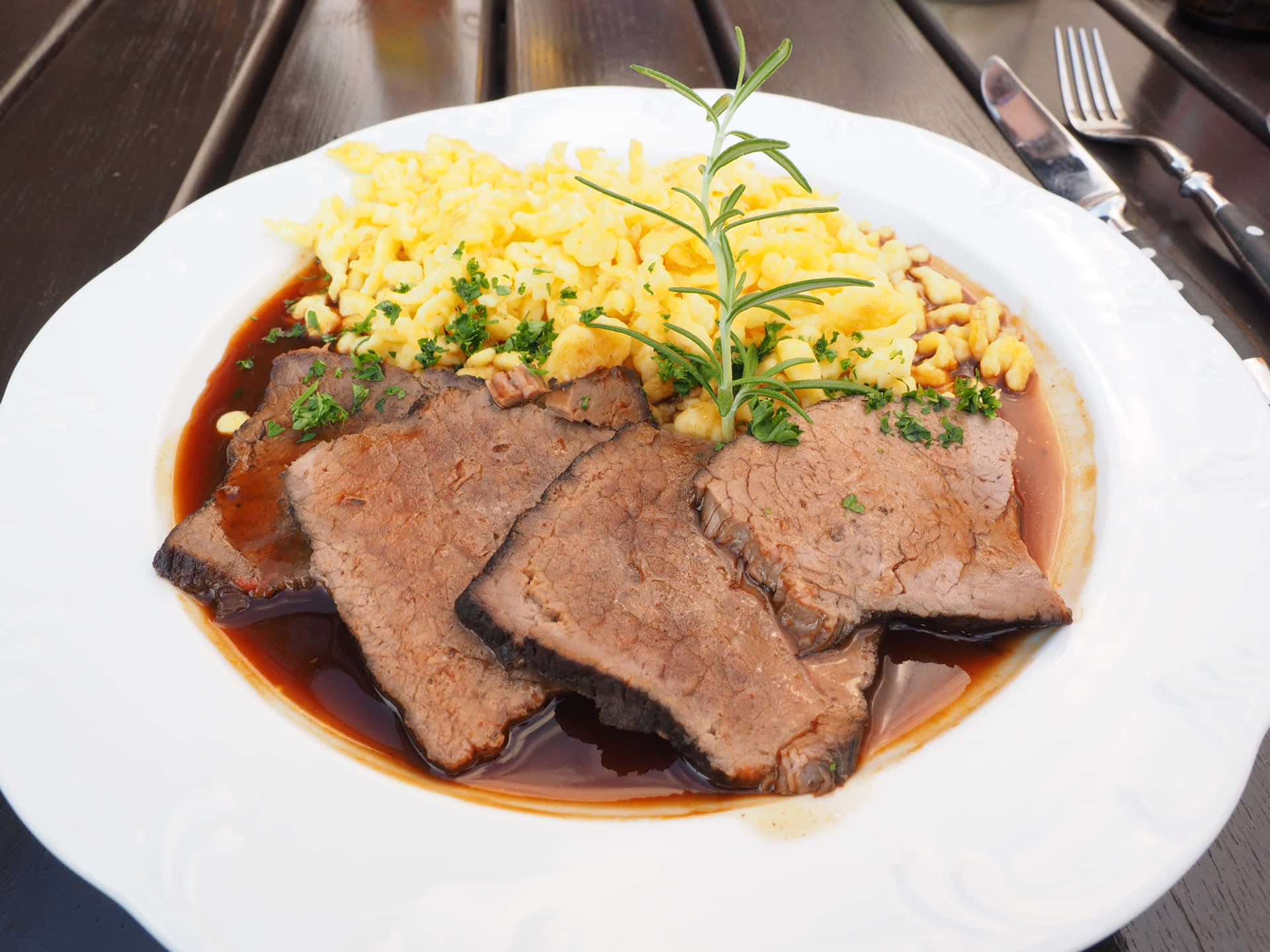Roast Beefwith Spaetzleand Gravy Background
